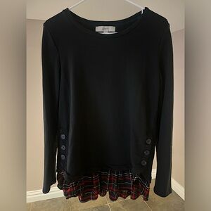 Loft Sweater with Plaid Trim